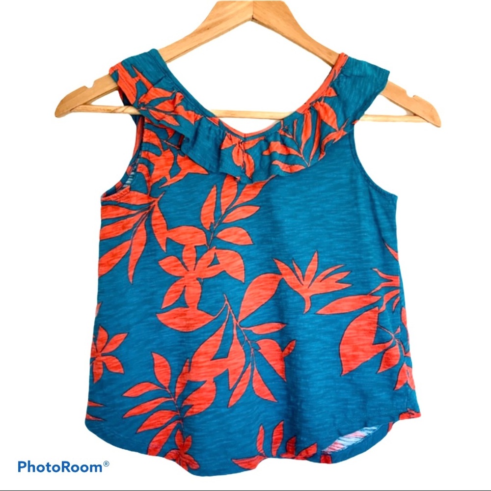 4/&25 Old Navy Botanical Print Ruffle Tank Top